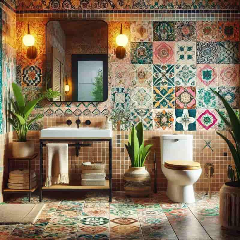 کاشی حمام و دستشویی سنتی برای ایجاد فضای نوستالژیک